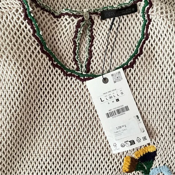 NWT Zara Woman ZW COLLECTION Crochet Dress with Floral Embroidery - Picture 13 of 16